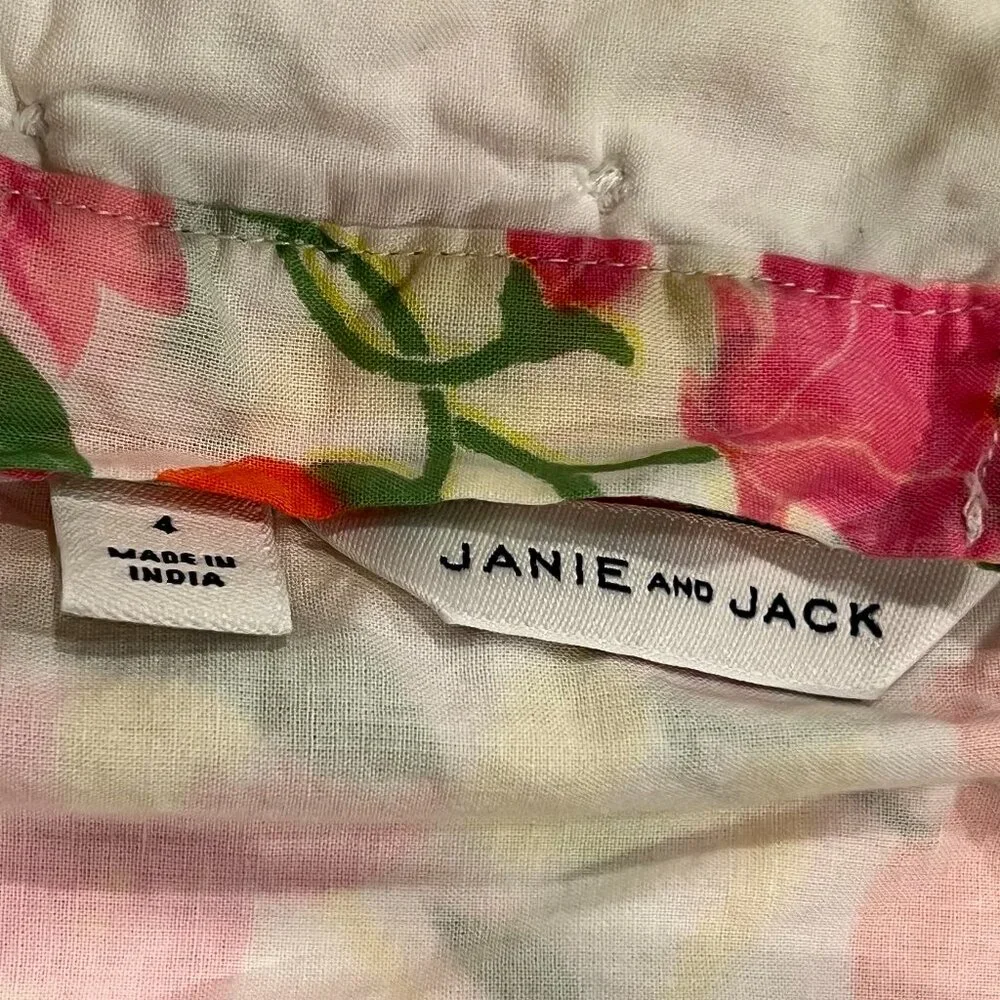 Janie and Jack Short Sleeve Floral Dress, Pink Yellow, 4